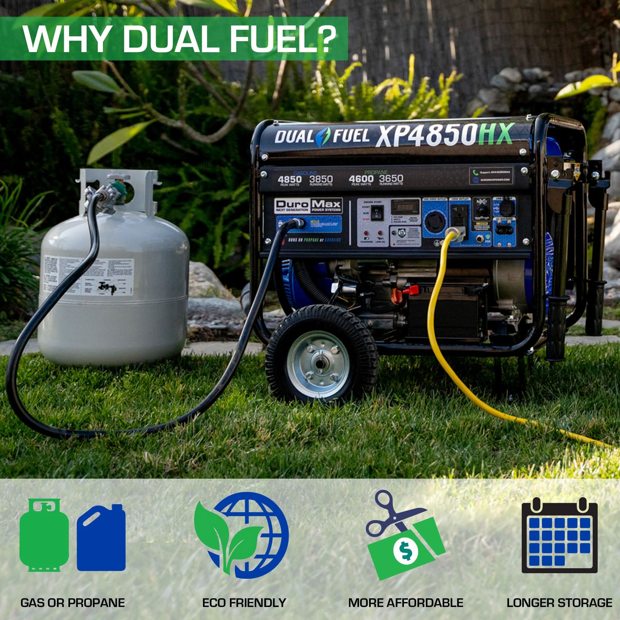 DuroMax XP4850HX 4,850-Watt 210cc Dual Fuel Gas Propane Portable Generator with CO Alert - Image 3