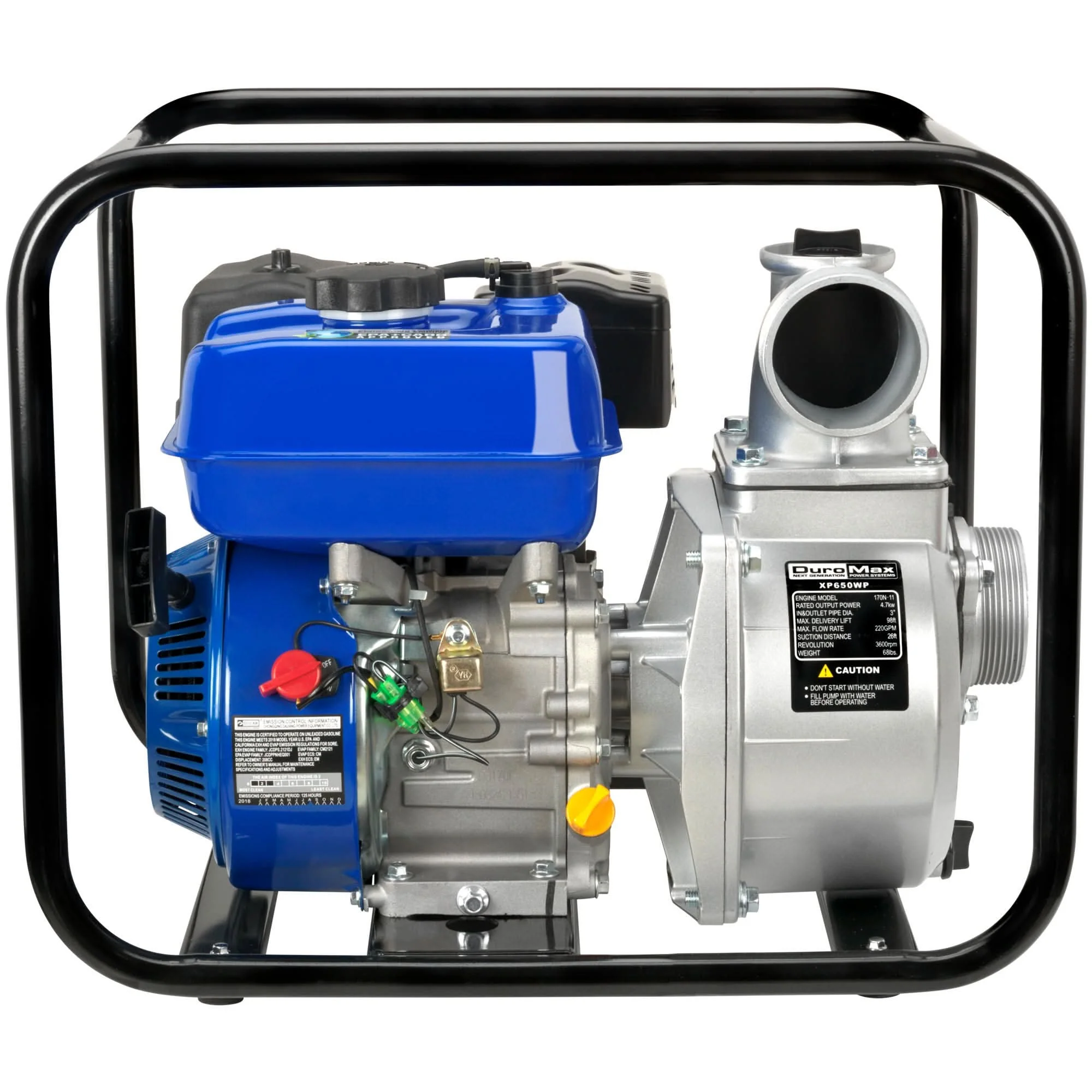 DuroMax XP650WP 208cc 220-GPM 3,600-RPM 3-Inch Gasoline Engine Portable Water Pump - Image 2