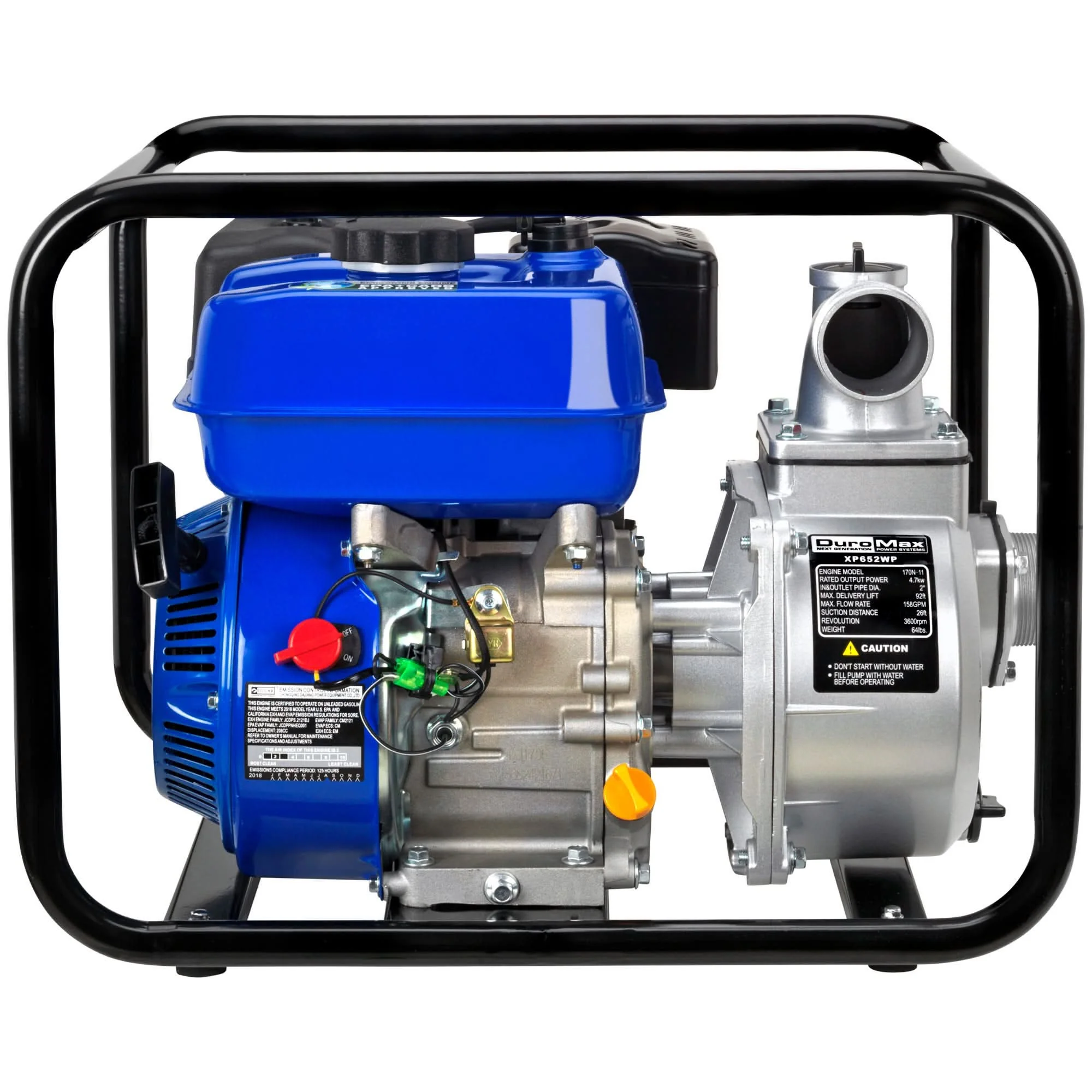 DuroMax XP652WP 208cc 158-GPM 3600-RPM 2-Inch Gasoline Engine Portable Water Pump - Image 2