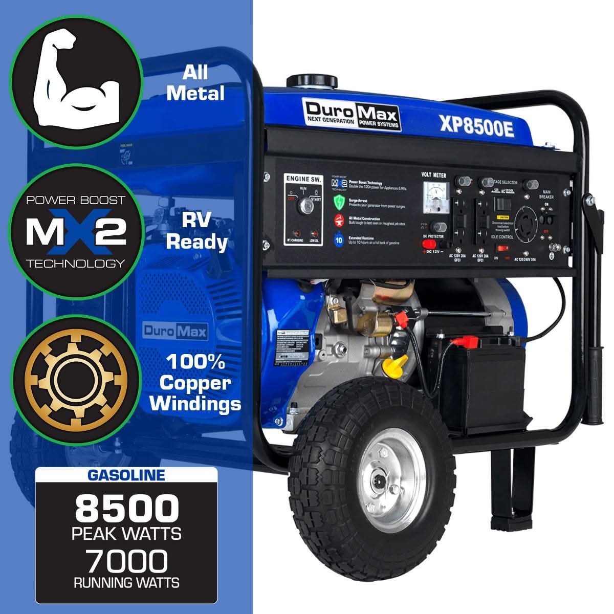 DuroMax XP8500E 8,500-Watt 420cc Gas Generator w/ Electric Start and Wheel Kit - Image 2