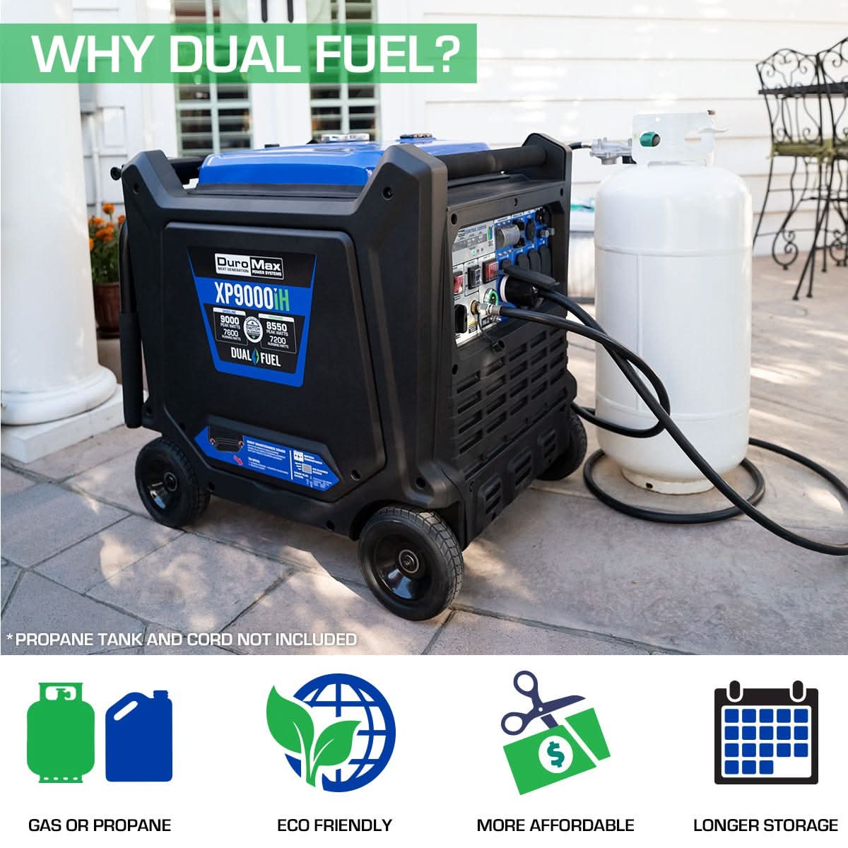 DuroMax XP9000iH 9,000-Watt 459cc Dual Fuel Digital Inverter Hybrid Portable Generator - Image 3
