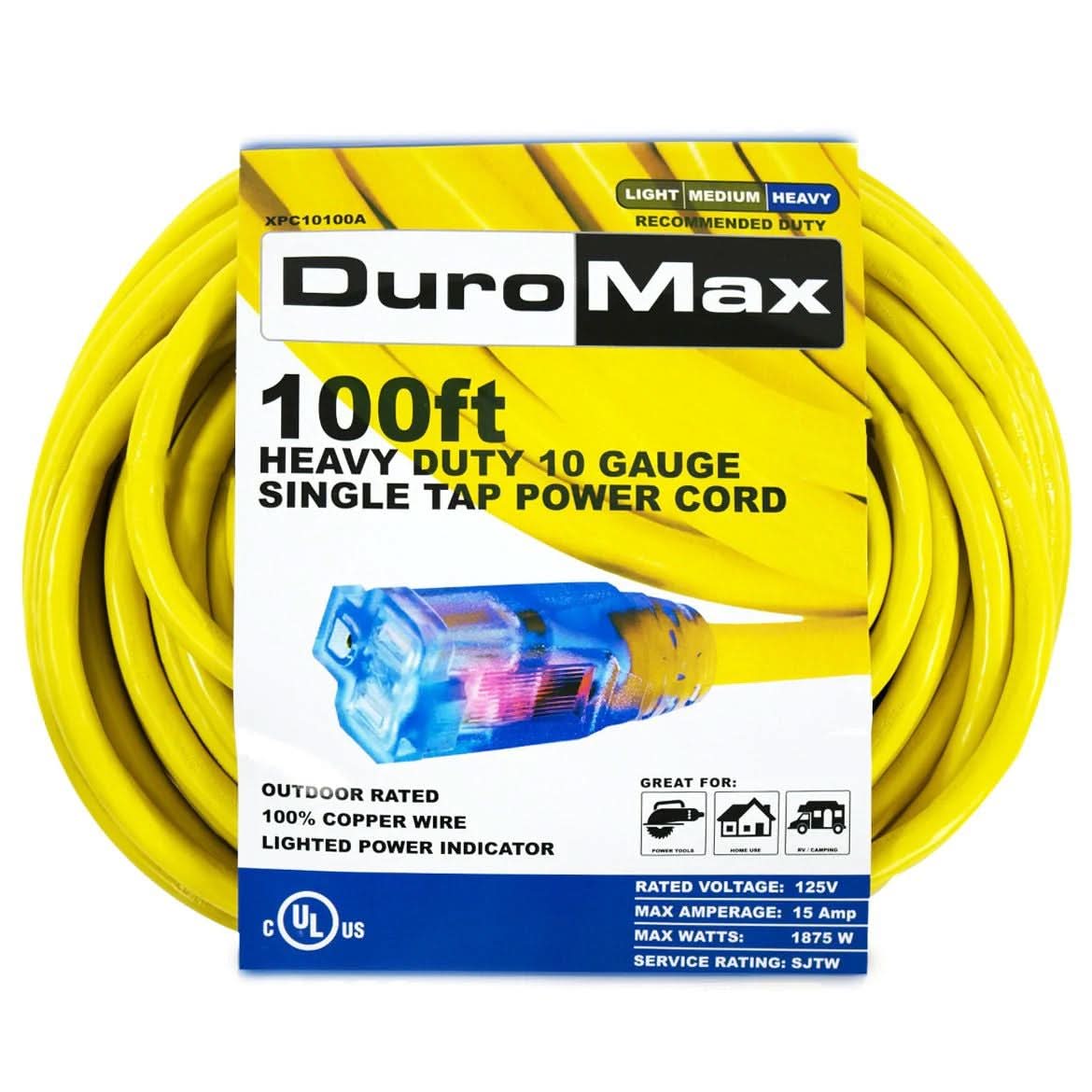 DuroMax XPC10100A 100-Foot 10-Gauge Single Tap Extension Power Cord - Image 1