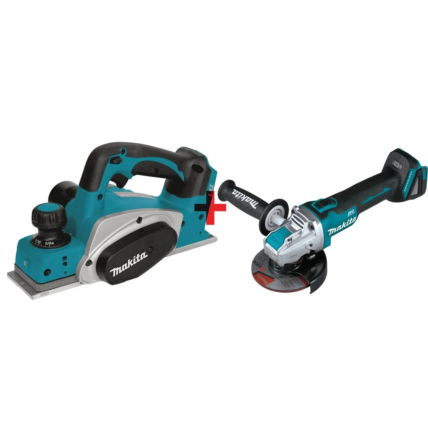 Makita 18V LXT Cordless 3-1/4" Planer and 4-1/2 / 5-Inch X-LOCK Angle Grinder Kit (Bare Tools) - Image 1