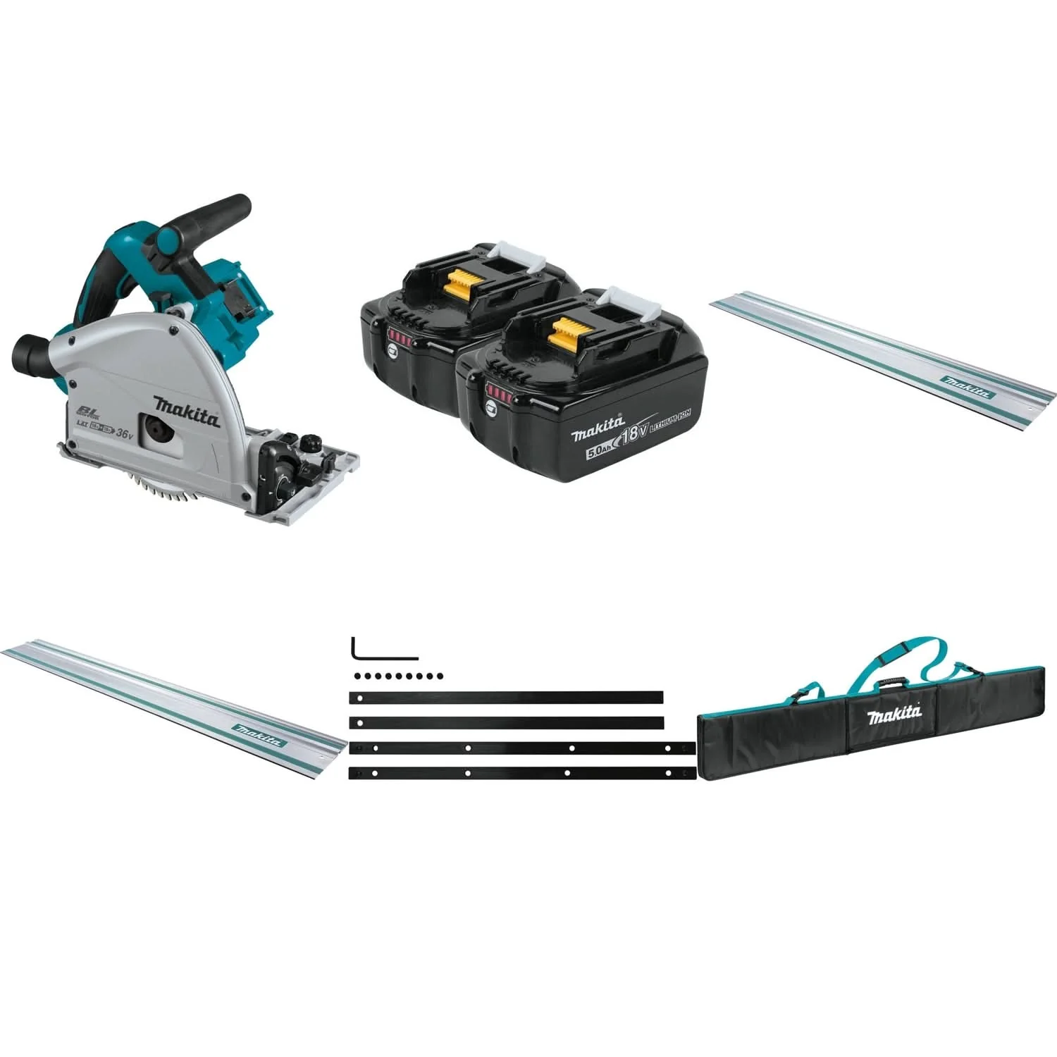 Makita Cordless Brushless 36V LXT 6-1/2″ Track Saw and Accessories Bundle