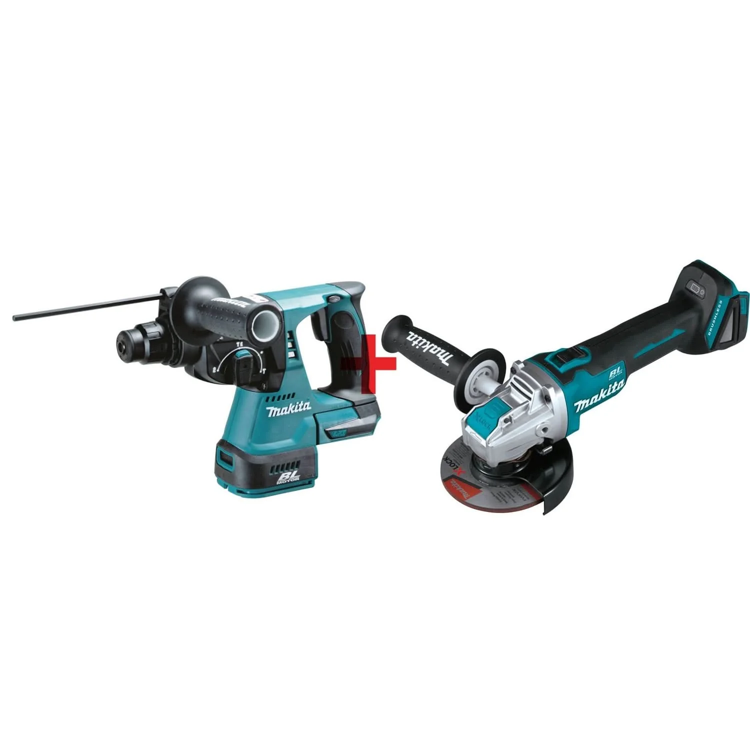 Makita 18V LXT Brushless Cordless 1" Rotary Hammer and 4-1/2 / 5-Inch X-LOCK Angle Grinder Kit (Bare Tools) - Image 1