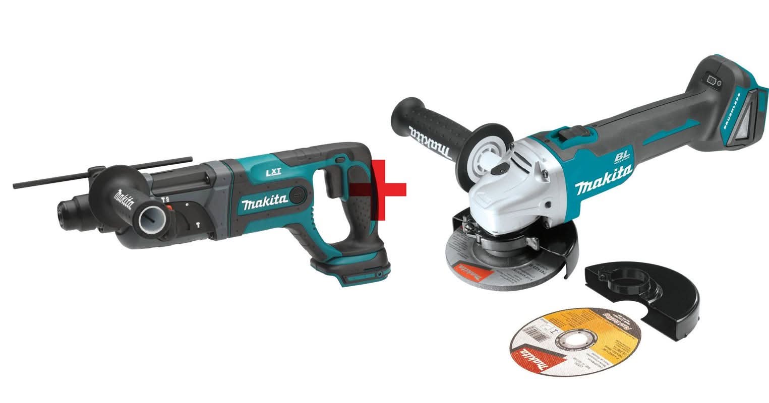 Makita 18V LXT Cordless 7/8" Rotary Hammer and 4-1/2 / 5" Cut-Off/Angle Grinder Kit (Bare Tools) - Image 3
