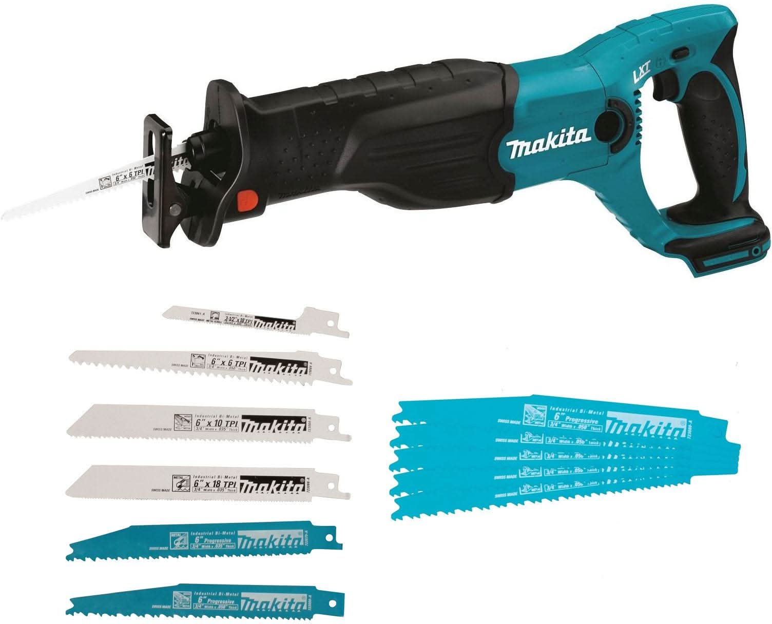 Makita XRJ04Z 18V LXT  Cordless Reciprocating Saw, Tool Only with Assorted Blade Sets - Image 1