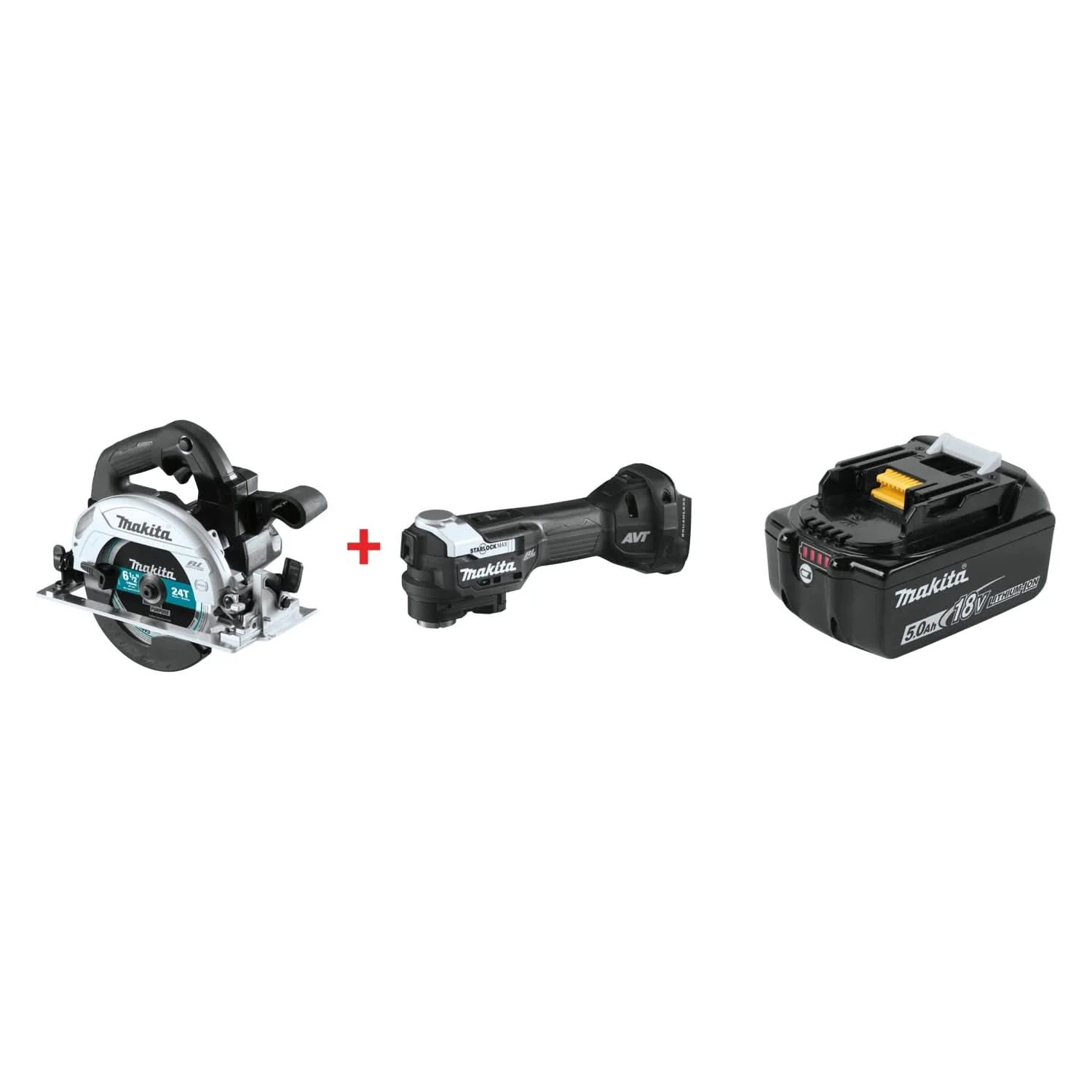 Makita 18V LXT Sub-Compact Brushless 6-1/2" Circular Saw w/ 18V LXT StarlockMax Multi-Tool & 18V LXT 5.0Ah Battery - Image 1