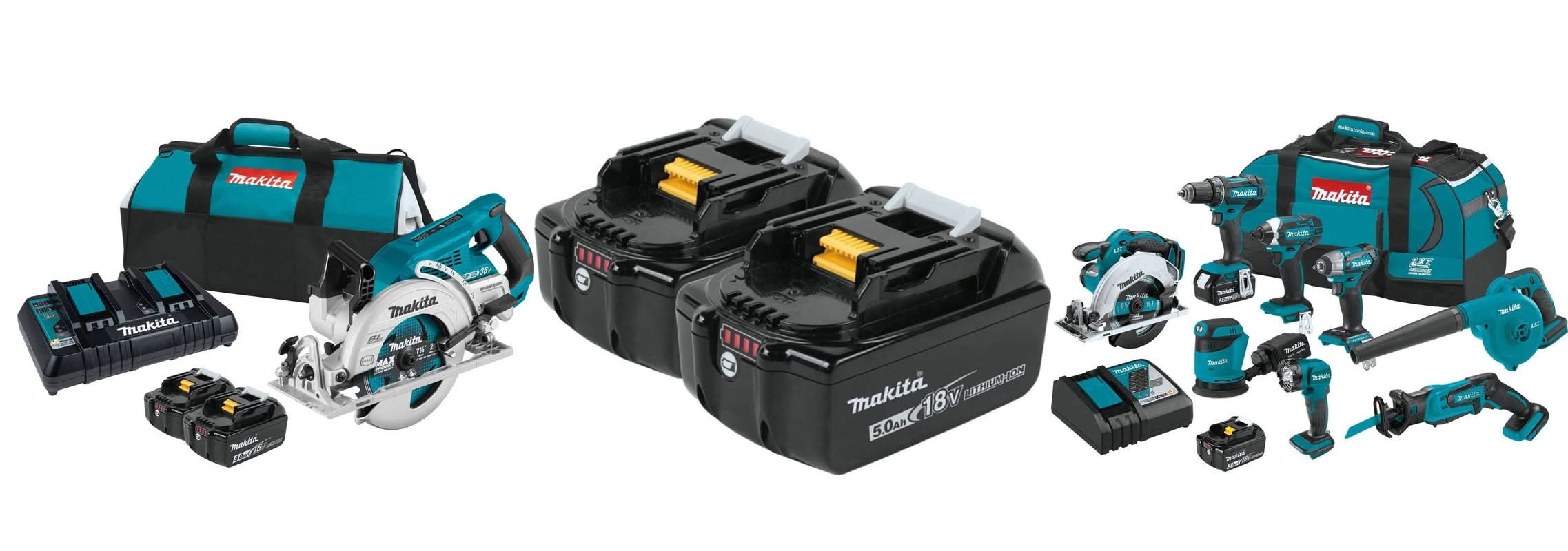 Makita 18V 9-Piece Combo Kit with 2 Chargers and 5 Batteries - Image 1