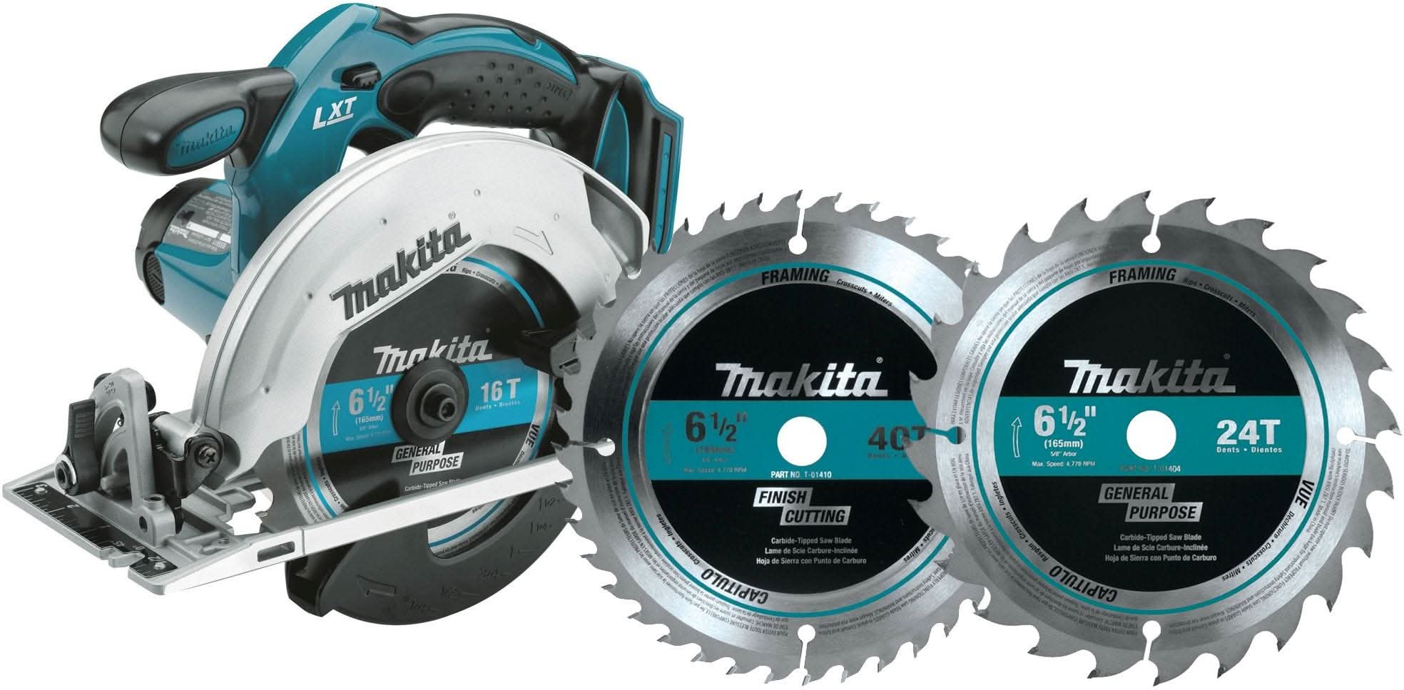 Makita XSS02Z 18V LXT Cordless 6-1/2″ Circular Saw, Tool Only with 6-1/2 in. Framing and Fine Crosscutting Blades