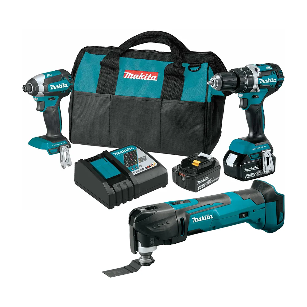 Makita 18V LXT Brushless Cordless 2-Piece Combo 5.0Ah Kit plus Makita XMT03Z 18V LXT Cordless Multi-Tool, Tool Only - Image 1
