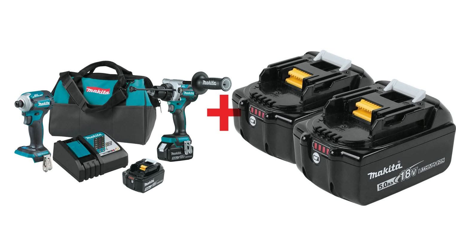 Makita 18V LXT Brushless Impact Driver and Hammer Drill with 5.0Ah Battery, 4-Pack - Image 2