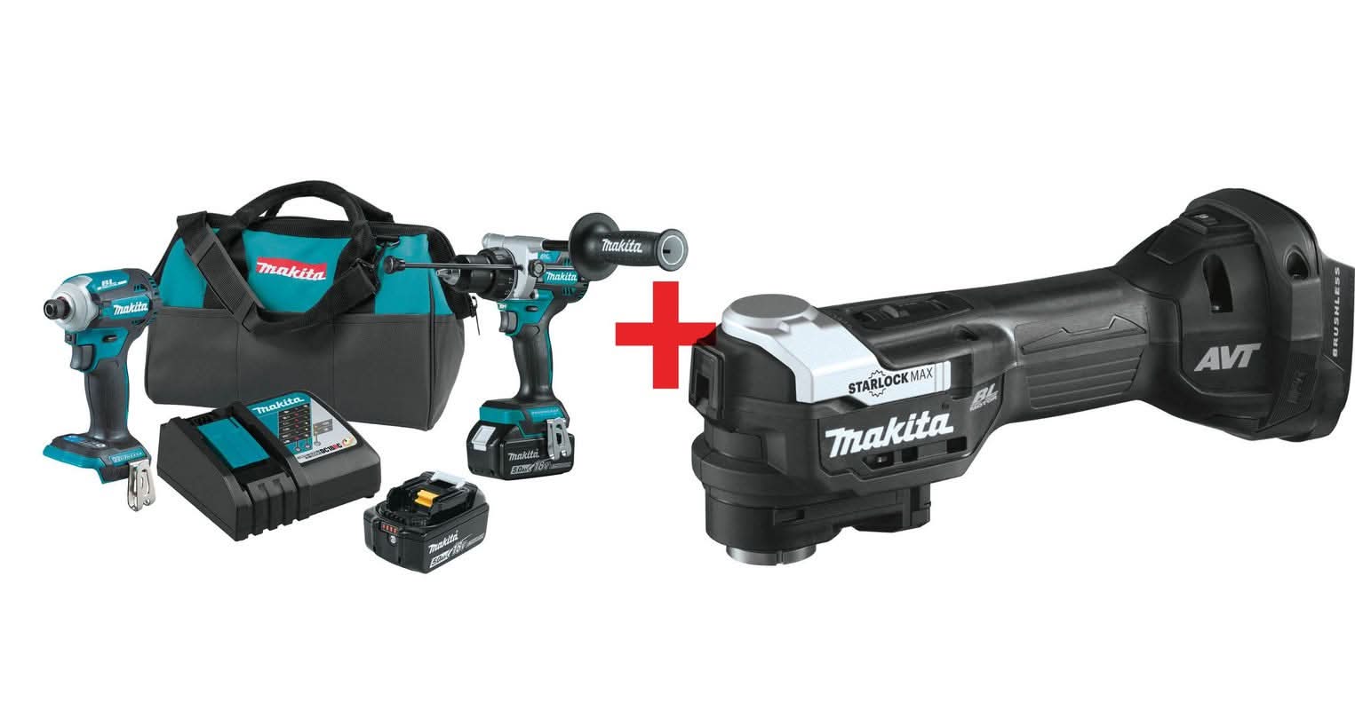 Makita 18V LXT Brushless Impact Driver and Hammer Drill 5.0Ah Combo Kit plus 18V LXT Lithium-Ion Sub-Compact Brushless Cordless StarlockMax Multi-Tool, Tool Only - Image 3