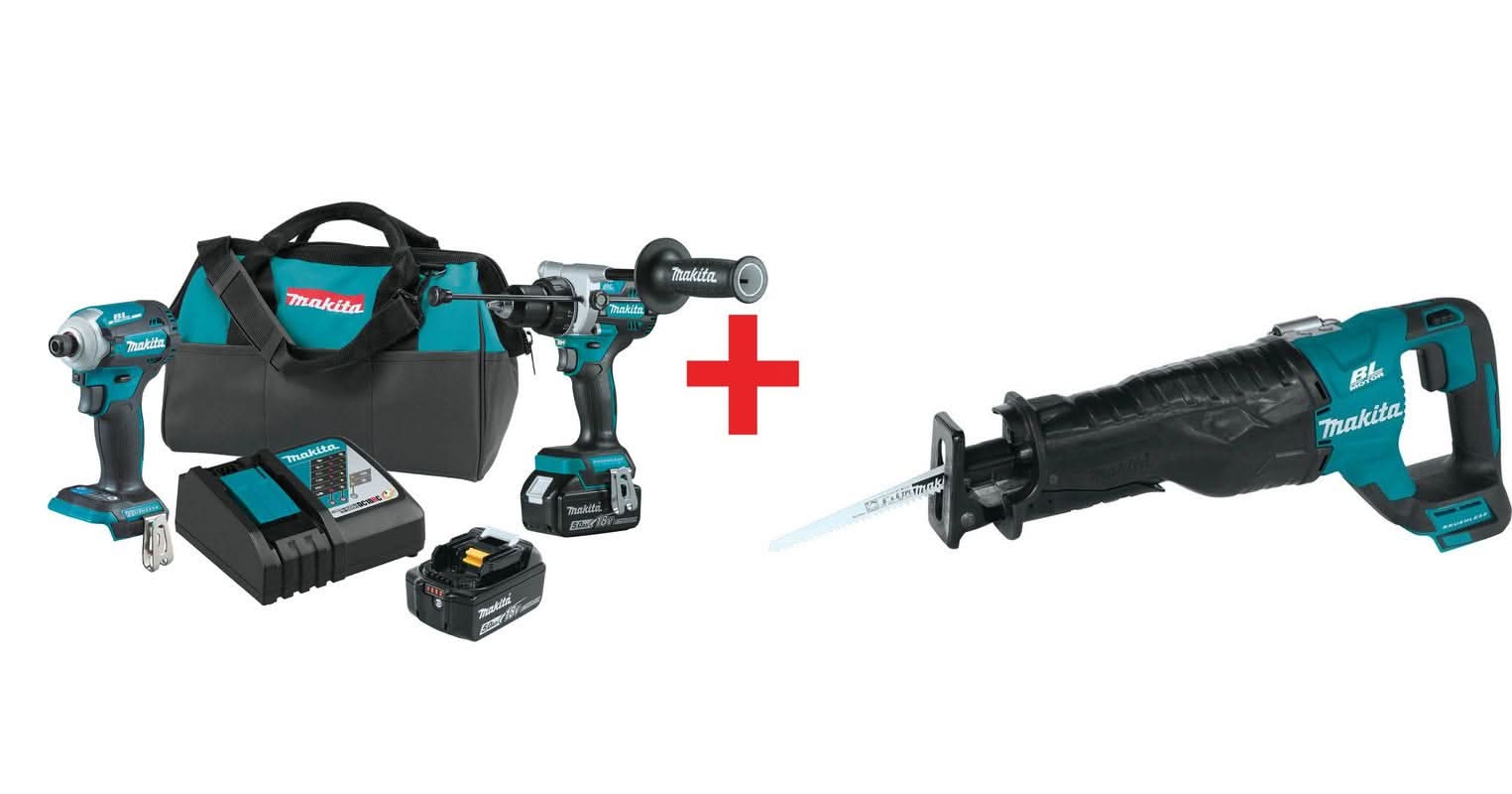 Makita 18V LXT Brushless Impact Driver and Hammer Drill 5.0Ah Combo Kit plus 18V Brushless Cordless Recipro Saw , Tool Only - Image 3