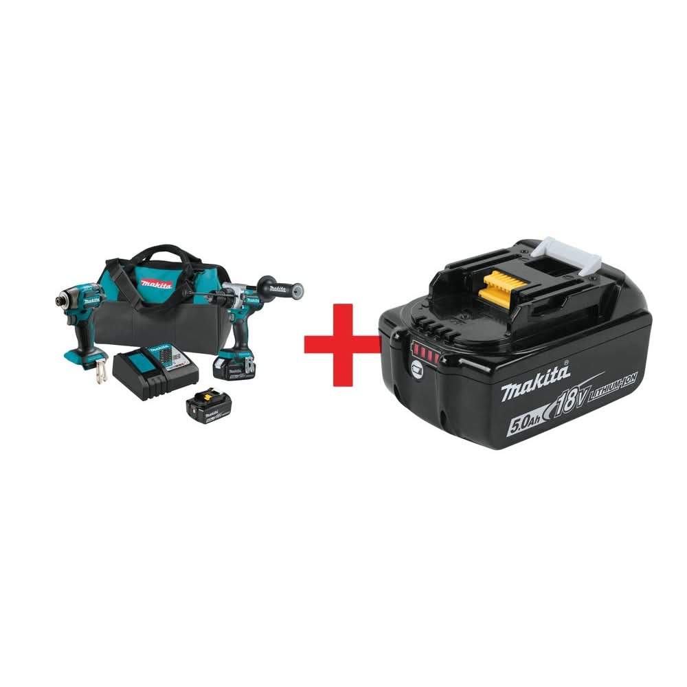 Makita 18V LXT Brushless 2-Pc. Combo Kit (5.0Ah) w/ 18V LXT 5.0Ah Battery - Image 1