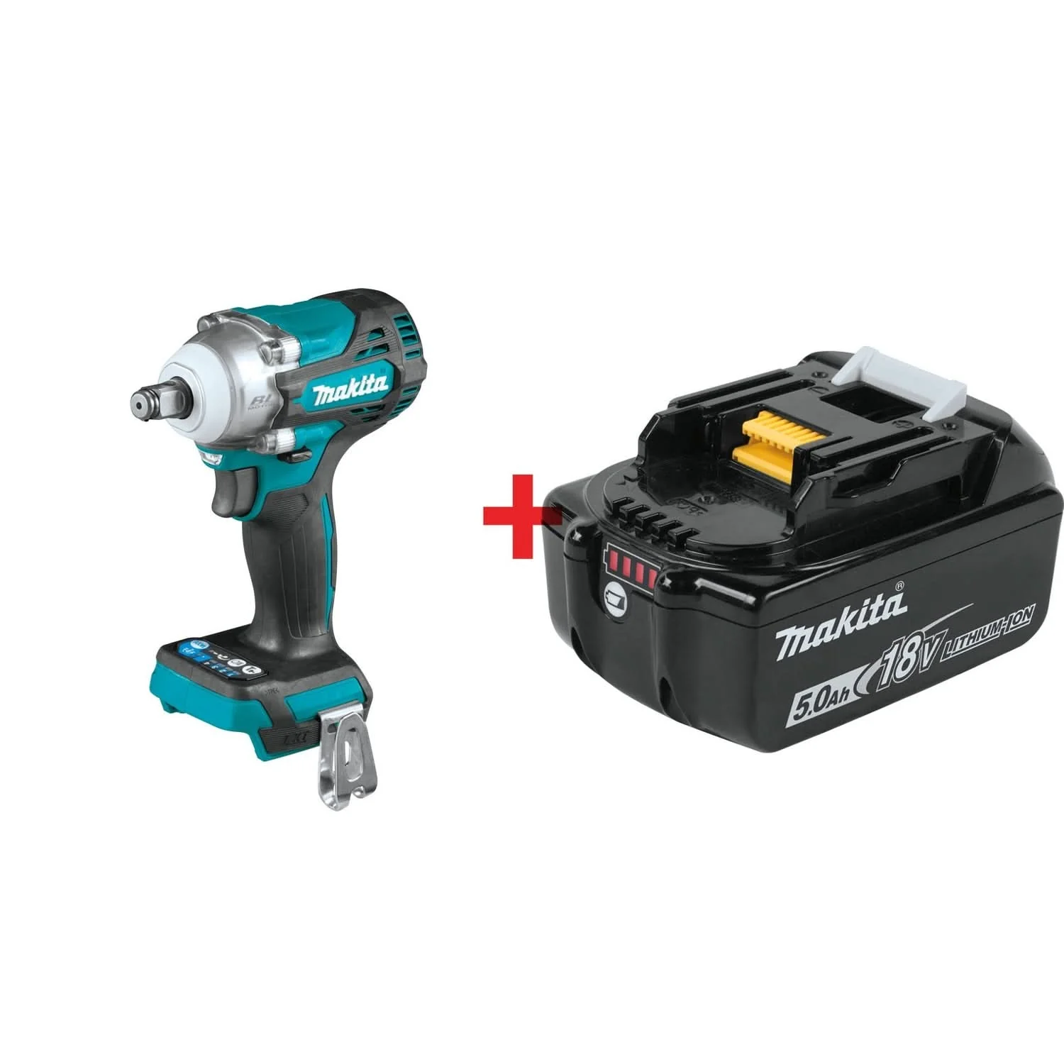 Makita 18V LXT Brushless Cordless 4-Speed 1/2" Impact Wrench w/ Friction Ring Anvil with18V LXT 5.0Ah Battery - Image 1
