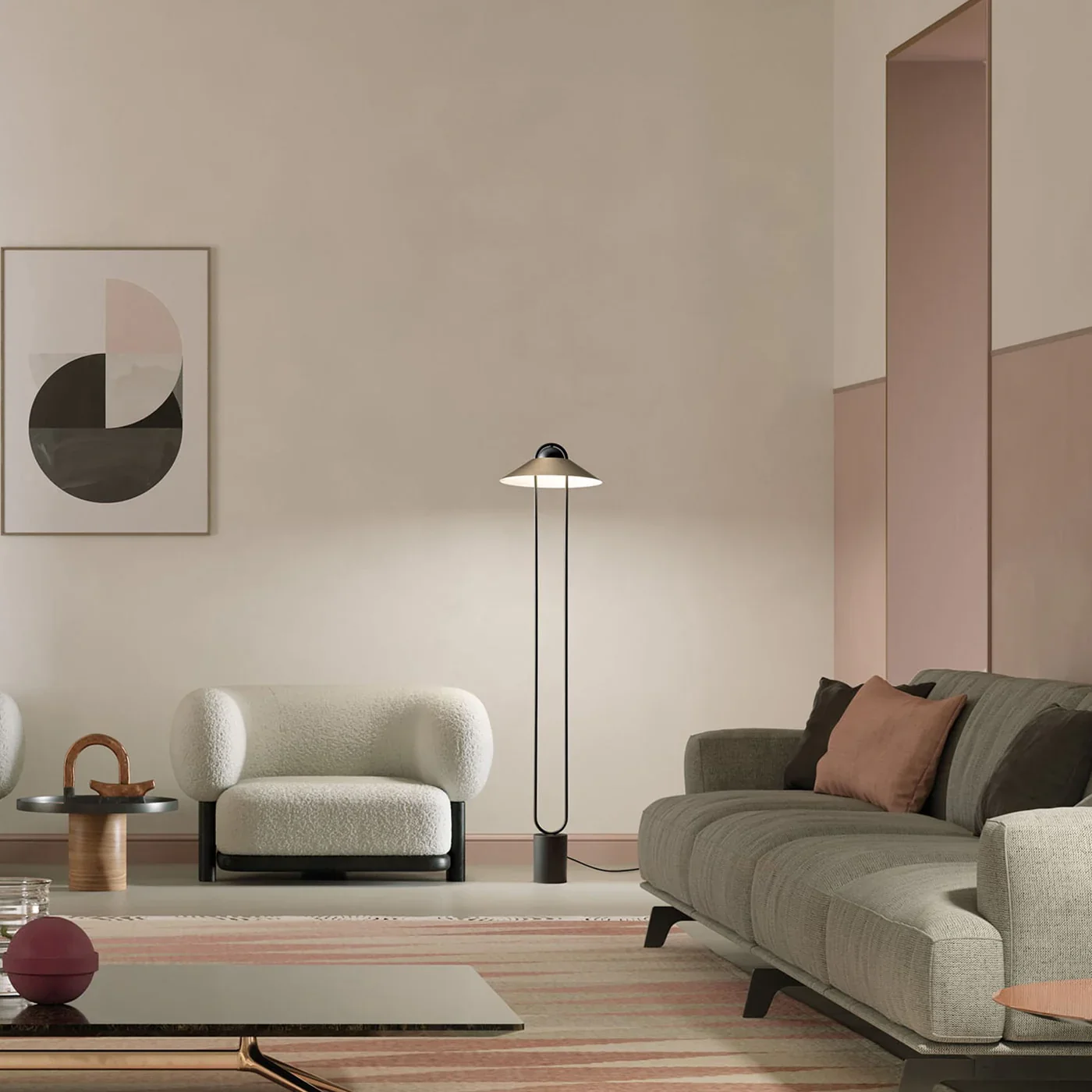 MASIERO | LUPITER MATTE BLACK AND GALVANIZED METAL FLOOR LAMP | $4,100.00 - Image 2