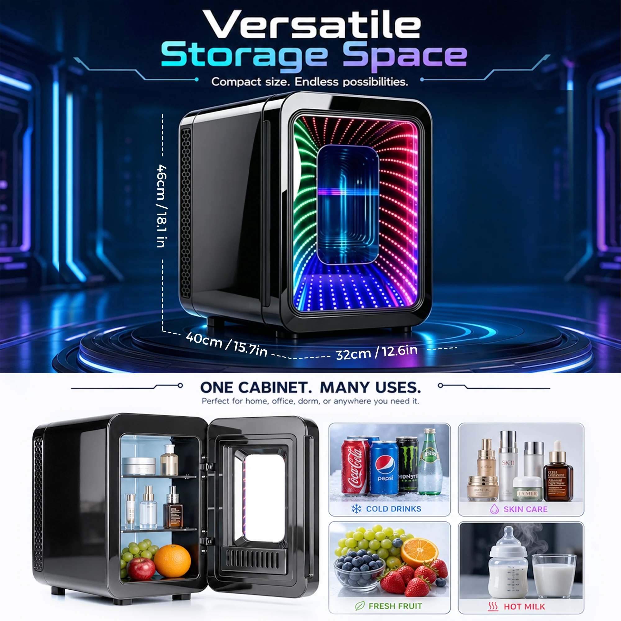 Advwin Mini Fridge with Dimmable Gaming Light - Image 3